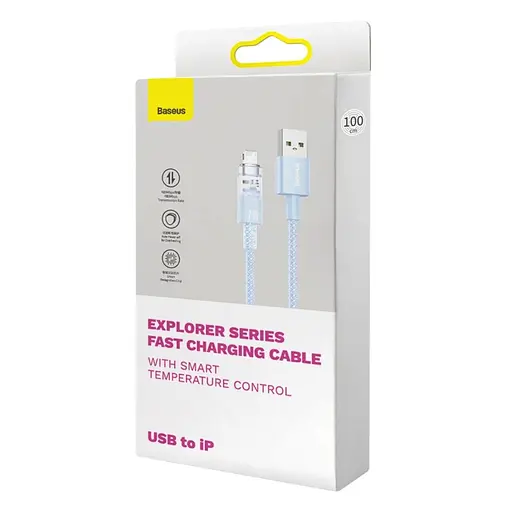 Кабель Baseus Explorer Series Fast Charging Cable with Smart Temperature Control USB to iP 2.4A 1 м блакитний - фото 2