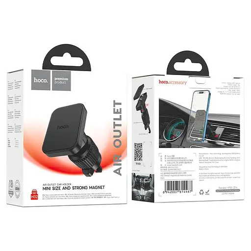Автодержатель для телефона Hoco H32 Cheetah magnetic car holder air outlet черный - фото 2