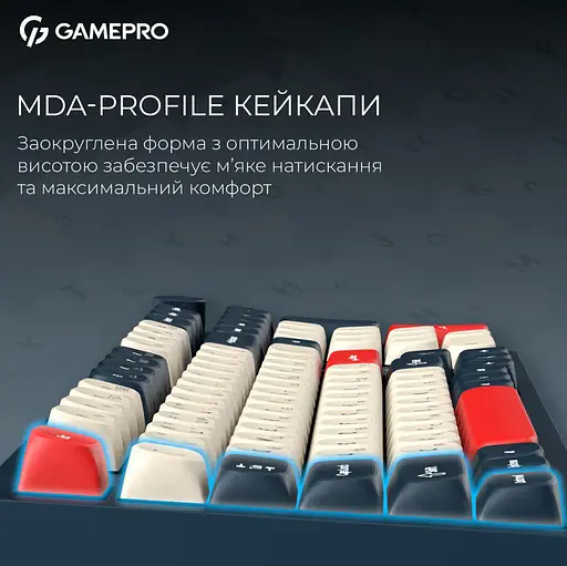 Клавиатура игровая механическая GamePro MK-305-BL Asgard Drakkar Keychron Super Red Switch Bluetooth 5.2/2.4 ГГц/USB Blue - фото 16
