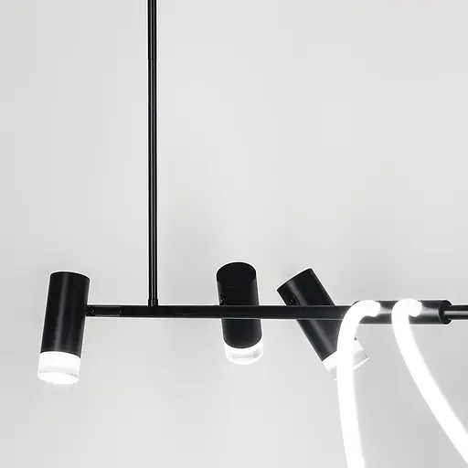 Стильная удлиненная LED люстра с тремя спотами длиной 150 см Ст. MBJ 7-1500-3 BK | Line F - фото 3