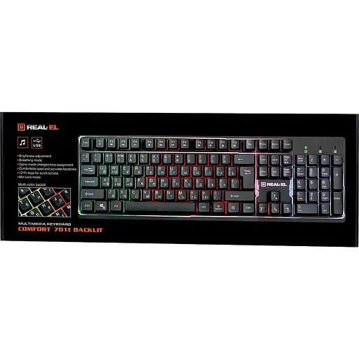 Клавіатура Real-El Comfort 7011 Backlit Black EL123100043 (128771) - фото 9