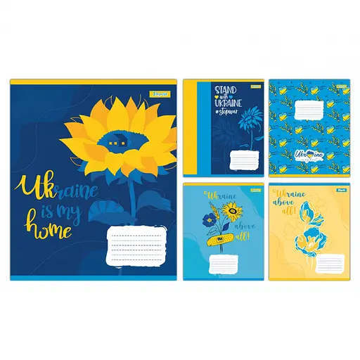Зошити учнівські 36 аркушів клітинка 1B Ukraine above all, 15 шт. в упаковці