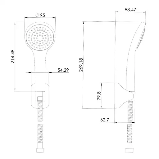 Душовий гарнітур Imprese Modus лійка 1 режим, тримач, шланг 1500 мм PVC black matt f03808210SP, Чорний матовий - фото 2