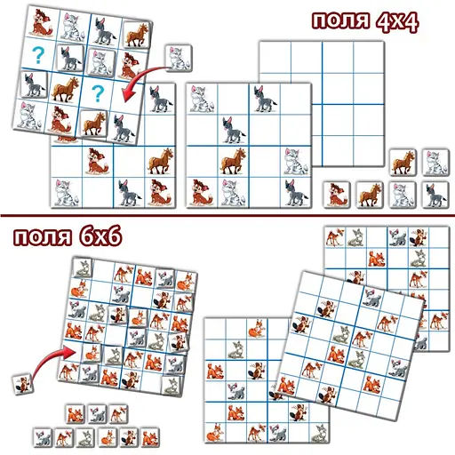 Настільна гра "Тварини Судоку" Енергія Плюс 82715 логічні ряди - фото 3