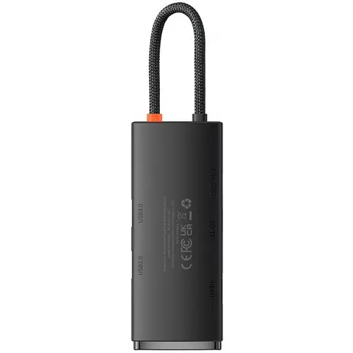 Перехідник HUB Baseus Lite Series 6in1 (Type-C to HDMI + 2xUSB 3.0 + PD+SD/TF) (WKQX05) Black - фото 4