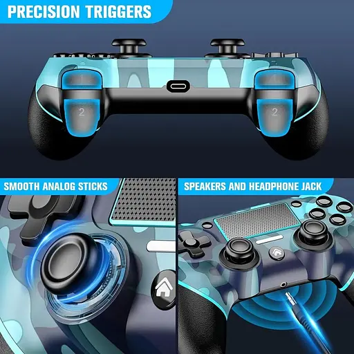 Бездротовий контролер JORREP для PS4 з функцією подвійної вібрації та звуку - фото 5