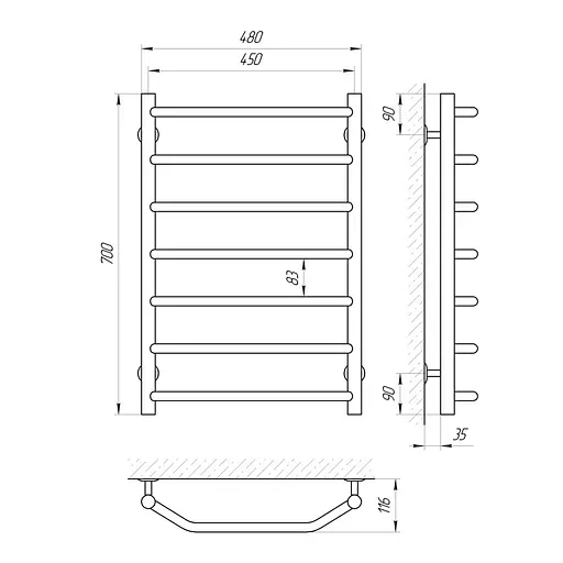 Електрична рушникосушка Laris Вікторія П7 450x700 Е 73207074 - фото 5