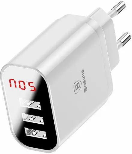 Адаптер сетевой с экраном BASEUS Mirror Lake Display 3 USB 3.4A - фото 1