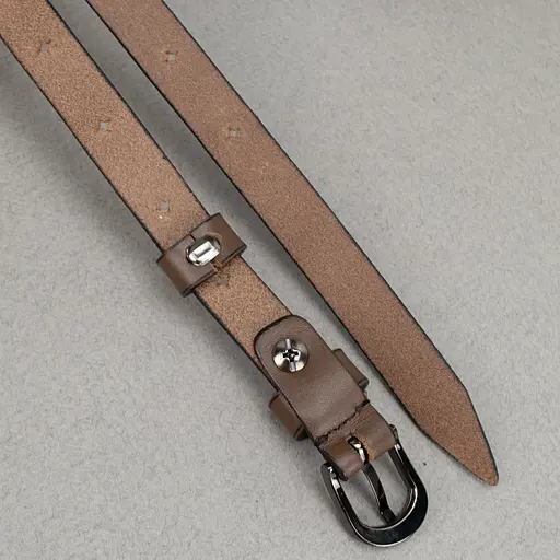 Ремень женский кожаный узкий с дырочками SF-1545 светло-коричневый (115 см) - фото 5