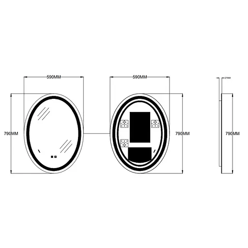 Дзеркало Zerix Fusion MV01-60x80-Reverse з LED Touch, Anti-fog, димером, регулятором яскравості ZX6068 - фото 4