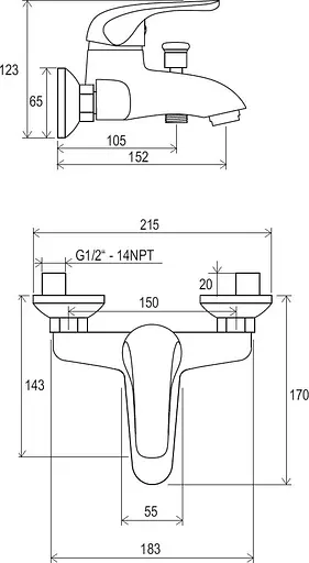 Смеситель для ванны Ravak Rosa RS 022.00/150 X070011 Хром - фото 2