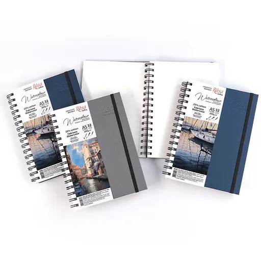 Блокнот для акварели на спирали Watercolor by Fabriano 200г/м2 32 л белая бумага Антрацит ROSA Gallery - фото 6