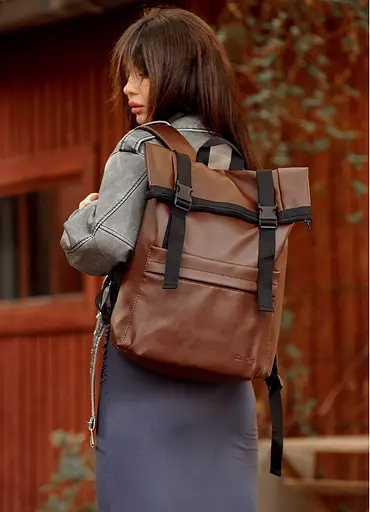Жіночий рюкзак Sambag RollTop Milton шоколадний 41 х 30 х 16 см (24211020) - фото 9