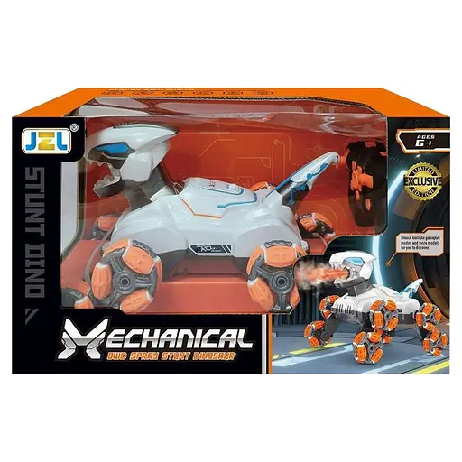 Дитячий восьмиколісний динозавр на радіокеруванні SHT 2590 2.4G (with 2 remote) Grey / Orange - фото 3