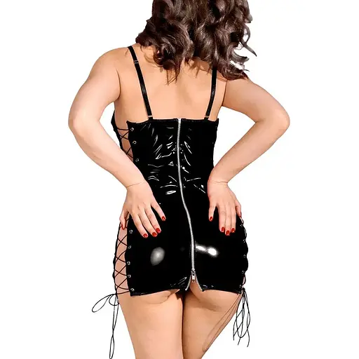 Сексуальна лакована сукня на шнурівці Art of Sex - Ginger чорна XS-M - фото 2