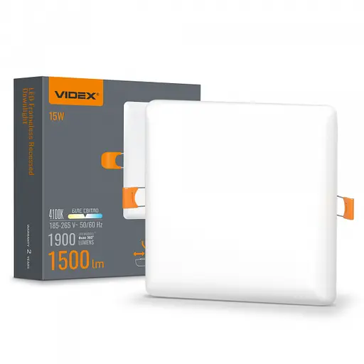 LED світильник безрамковий квадратний VIDEX 15W 4100K - фото 1