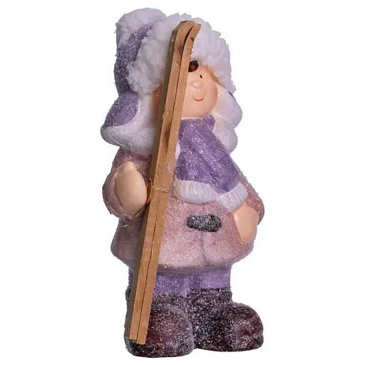 Новорічна фігурка Дівчинка з лижами з фарфору 12×10×22 (см) новорічний декор  Yiwu CR-5-2 - фото 2