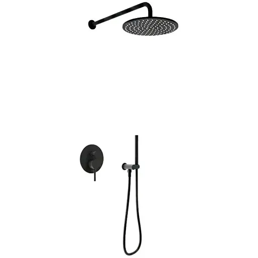 Душова система Kohlman Axel 30 black + BOX прихованого монтажу QW210ABR30, Чорний матовий - фото 1