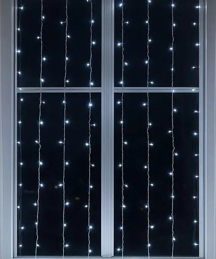 Новорічна гірлянда штора GarlandoPro 1,5х1,5 м 64 LED білий провід Біле світло ZWM1564LEDW