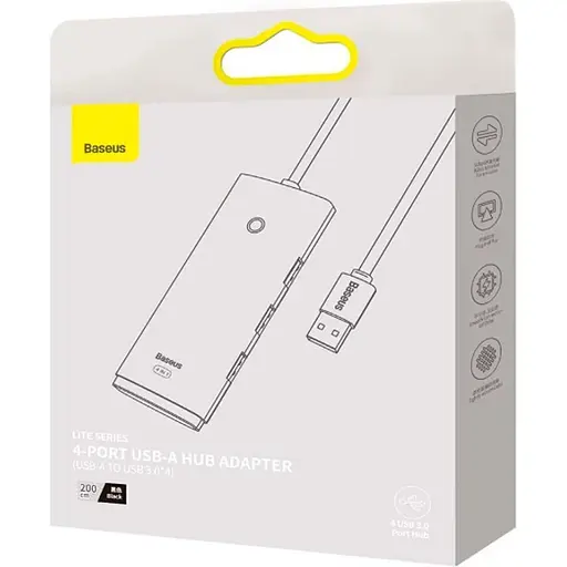 USB-хаб Baseus Lite Series 4-in-1 USB-A Black (WKQX030201) [152644] - фото 5