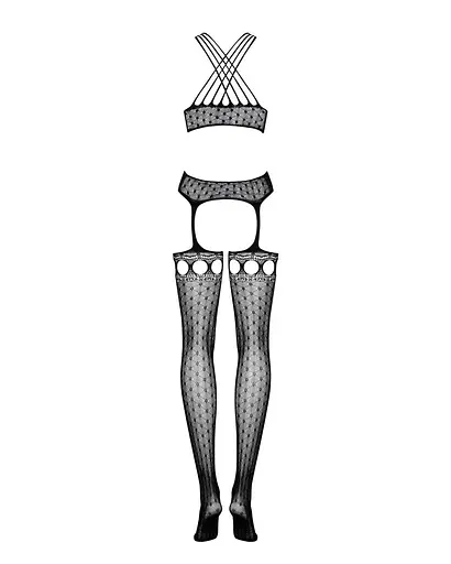 Бодистокинг Obsessive Bodystocking G313 шнуровка геометрический декор S/M/L - фото 6
