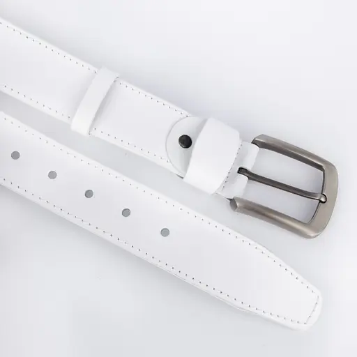 Ремень мужской кожаный SF-4002 белый под джинсы (130 см) - фото 2