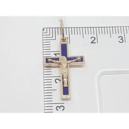 Золотий хрестик Харківська ювелірна фабрика Розп'яття Христа з емаллю. 115-МЕ - фото 4