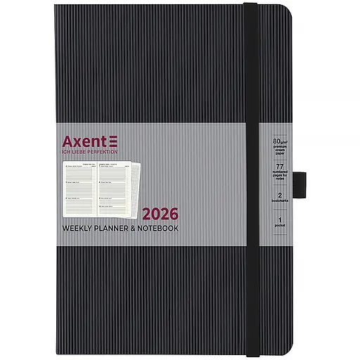 Еженедельник Axent 2026 Grand Lines 195х255 мм черный (8531-26-01-A) - фото 2