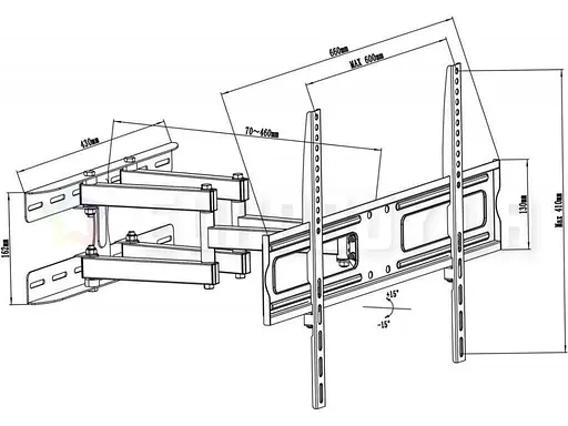 Поворотно-похила кронштейн для телевізорів 43-75 діагоналі Maclean MC-762 (max VESA: 600 x 400) - фото 4