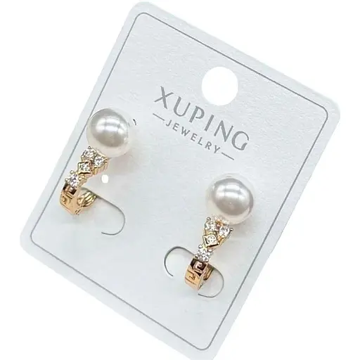 Сережки перламутрові з перлиною Xuping гіпоалергенні з медичного сплаву - фото 1