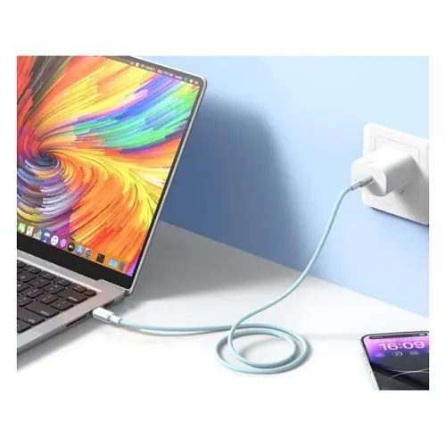 Кабель XO NB-Q250B PD 60W/1 м Type-C to Type-C Fast Charging Синій - фото 1