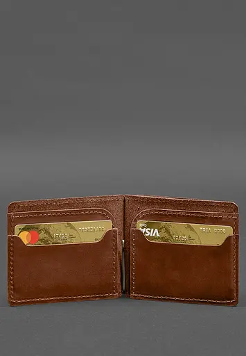 Кожаный портмоне 13.0 зажим Светло-коричневый Crazy Horse - фото 4