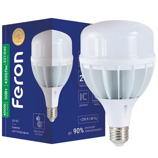 Лампа свiтлодiодна Feron LB-65 50Вт E27-E40 4000K (25825)