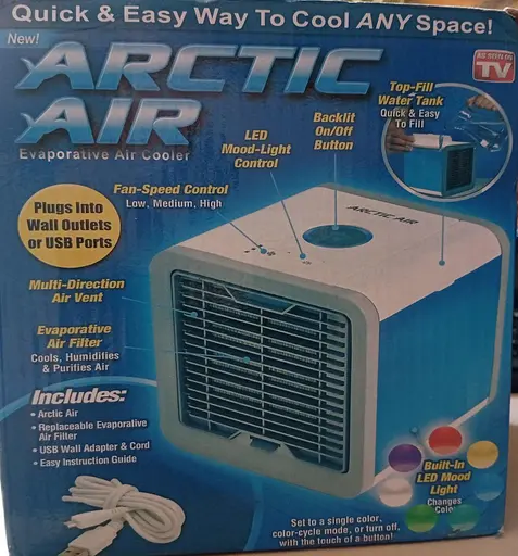 Портативный мини кондиционер 10Вт Arctic Air Cooler 3в1 с функцией увлажнения 700мл RGB подсветка Белый/Серый - фото 2