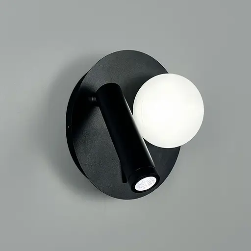 Бра із спотом та плафоном у чорному круглому корпусі Ø 18 см Line F Арт. WJ033/2 L BK (лівий) - фото 4