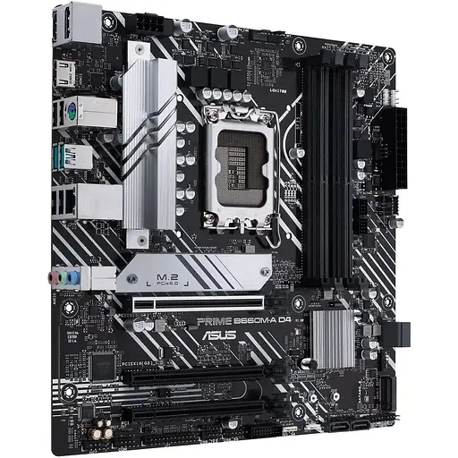 Материнская плата Asus Prime LGA1700, B660M-A D4-CSM, B660, 4xDDR4, Int.Video (CPU), 4xSATA3, 2xM.2, 1xPCI-E 16x 4.0, 2xPCI-E 16x 3.0, ALC 5xUSB3.2/6xUSB2.0, HDMI/DP, CrossFire, MicroATX - фото 3