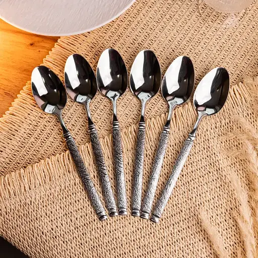 Набор столовых ложек Yiwu 6 штук из нержавеющей стали 21 см ложки кухонные приборы столовая сервировка посуда HP-16978-10 - фото 2