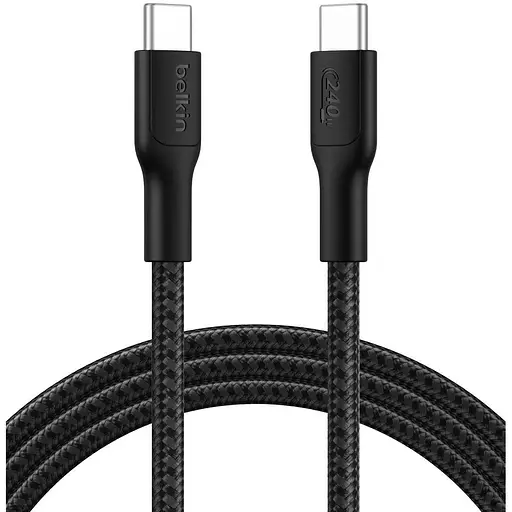 Belkin Кабель USB-C > USB-C зарядка/синхронизация 2м, 240Вт, Type-C, переплет, черный