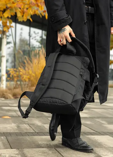 Мужской рюкзак ролл Sambag RollTop Double черный тканевый 41 х 27 х 18 см (24330065m) - фото 3