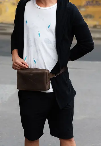 Шкіряна поясна сумка Dropbag Maxi темно-коричнева Crazy Horse - фото 10