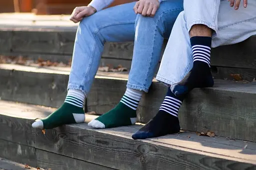 Носки с принтом полоски высокие бесшовные качественные ORGANIC cotton JILL ANTONY Зеленый, 44-45 - фото 4