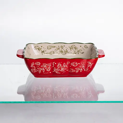 Форма для запекания Yiwu Vintage 20×16.5×4 (см) квадратная форма для выпечки в духовке с ручками Красный HM04-13 - фото 3