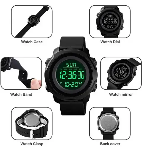 Чоловічий спортивний годинник Skmei 1540 Чорний - фото 6