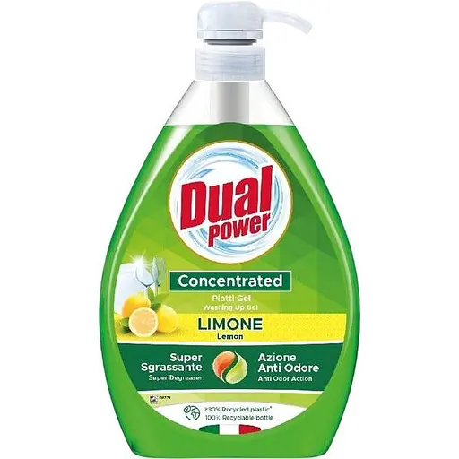 Концентрований гель для миття посуду Dual Power лимон з дозатором 1 л
