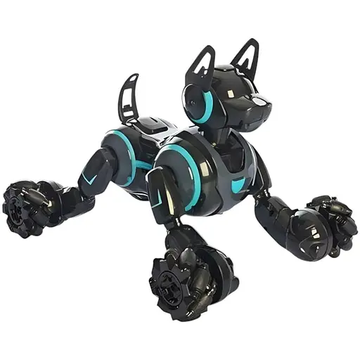 Інтерактивна іграшка Stunt Dog Тварина Собака 666-800A з USB-зарядкою, звуком, світлом і двома пультами чорна