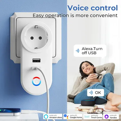 Розумна розетка TUYA WiFi 16A з USB - фото 3