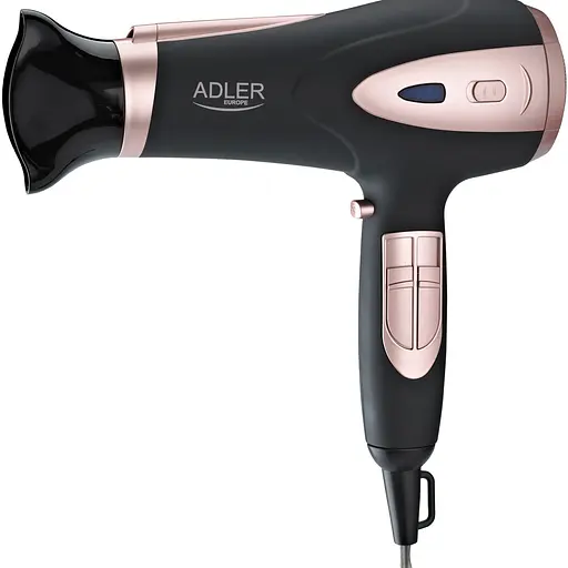 Фен Adler AD 2248 black 2200Вт/ 2 швидкості/ хол.обдув/ темп.режимів-3/ іонізація/ насадки - 2 шт.