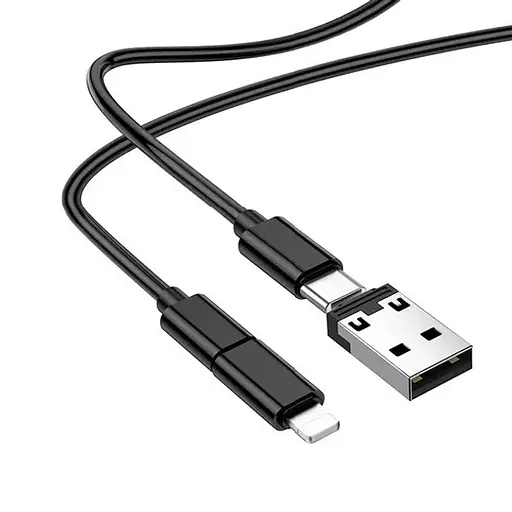 Багатофункціональний комплект Borofone кабель з адаптерами BU36 60W 3 в 1 Lightning / Micro USB / Type-C - фото 3
