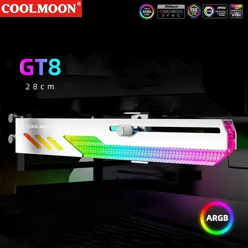 Підставка для відеокарти Coolmoon GT8 ARGB White (GT8-White) - фото 8