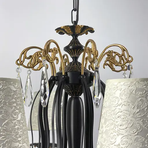 Кришталева люстра з абажурами Line.F Кількість ламп 5 - фото 2